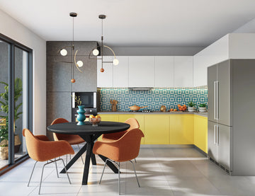 Coastal Style Dining Room With Circular Dining Table